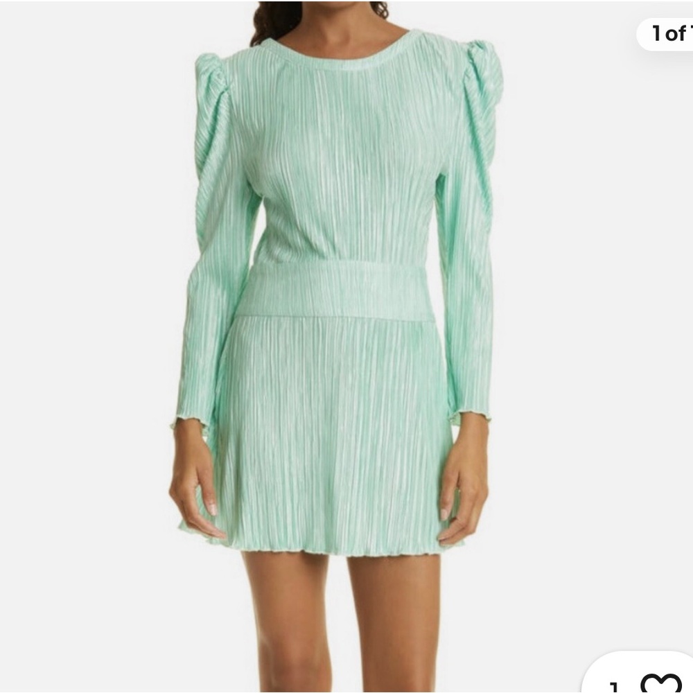 LoveShackFancy Light Green Long Sleeve Dress